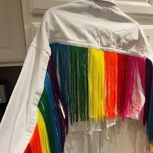 Dolls Kill rainbow fringe jacket